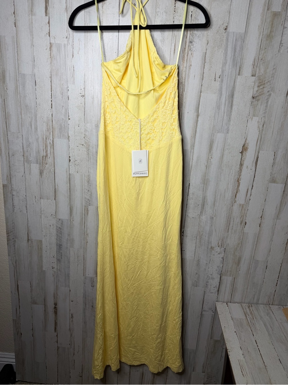 Peppermayo Yellow Lace Halter Maxi Dress - Picture 2 of 8